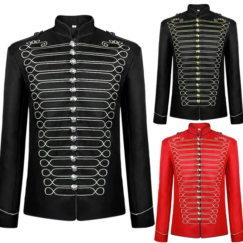 

Men's Medieval Vintage Gothic Punk Military Drummer Parade Jacket Marching Band Coat My Chemical Romance Costume Michael Jackson