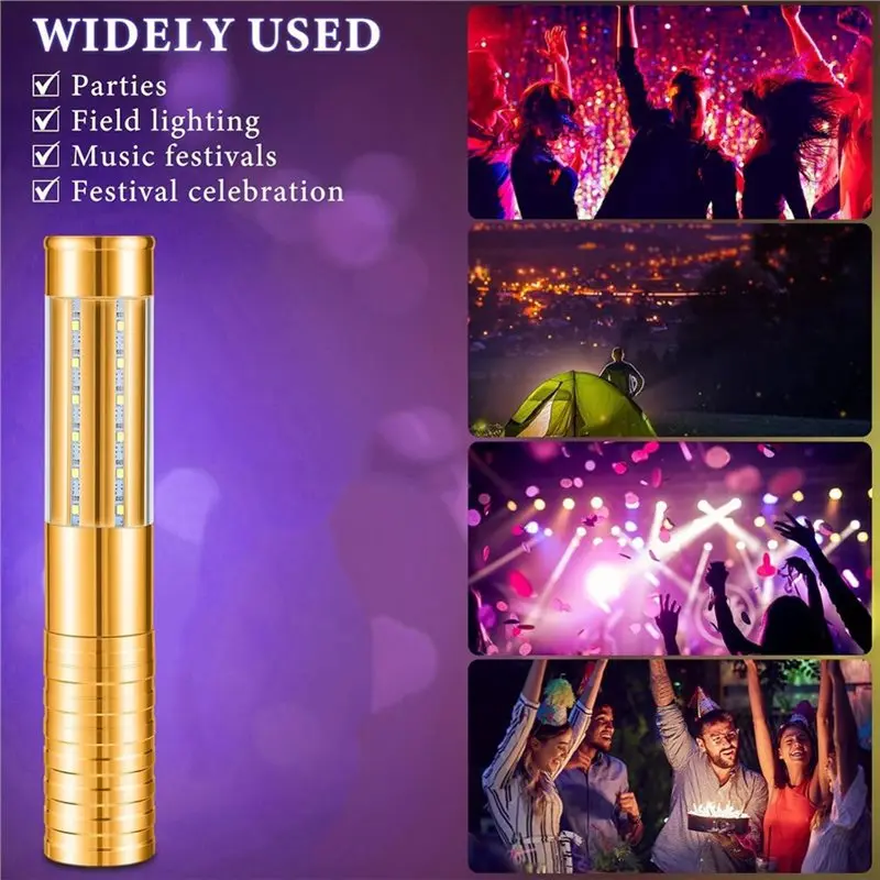 ABUH-Bottle Service Lights 4 Pcs LED Strobe Baton Rechargeable Handheld Flashing Club Signs Upgrade For Girls Gold