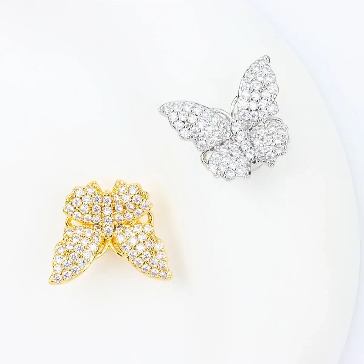 18K Real Gold-plated Light Luxury Butterfly Magnet Button Head Necklace Bracelet Tail Buckle Connecting Buckle DIY Accessories