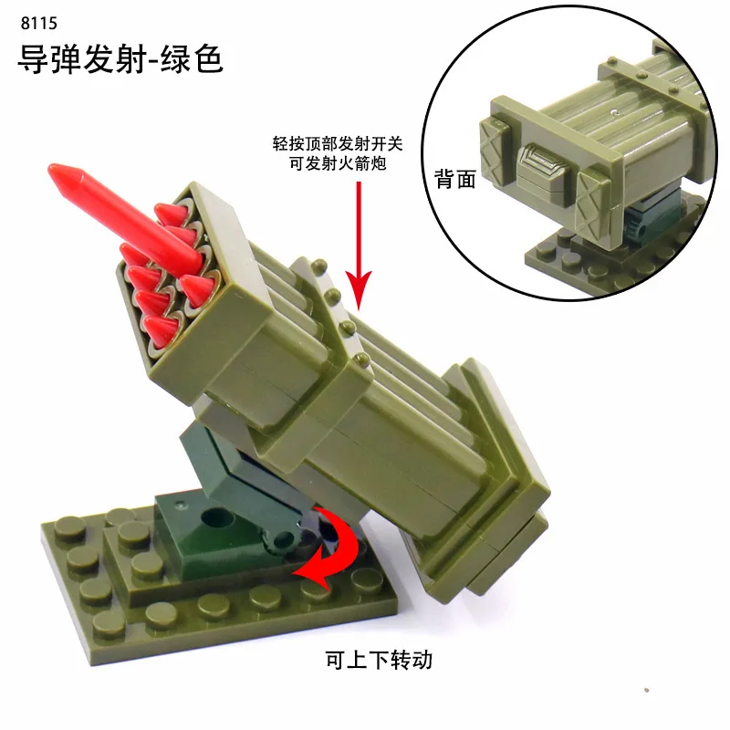 Série militaire Mecha canon équipement de lancement de missiles accessoires de l'armée modèle militaire blocs de construction briques pour enfants jouets