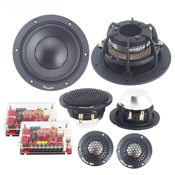 Aluminum Basket 3-way 6.5 Inch RMS Power 70W Car Audio Component Speaker Set With 2* tweeters &  midrange speakers & crossovers