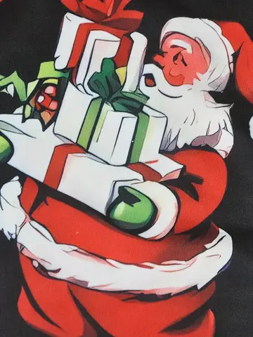 Julklänning för kvinnor, maxiklänning med rund hals, långärmad, jultomtemönster, överdimensionerade julpulloverklänningar 10 best sales svart jultomteklänning - №6