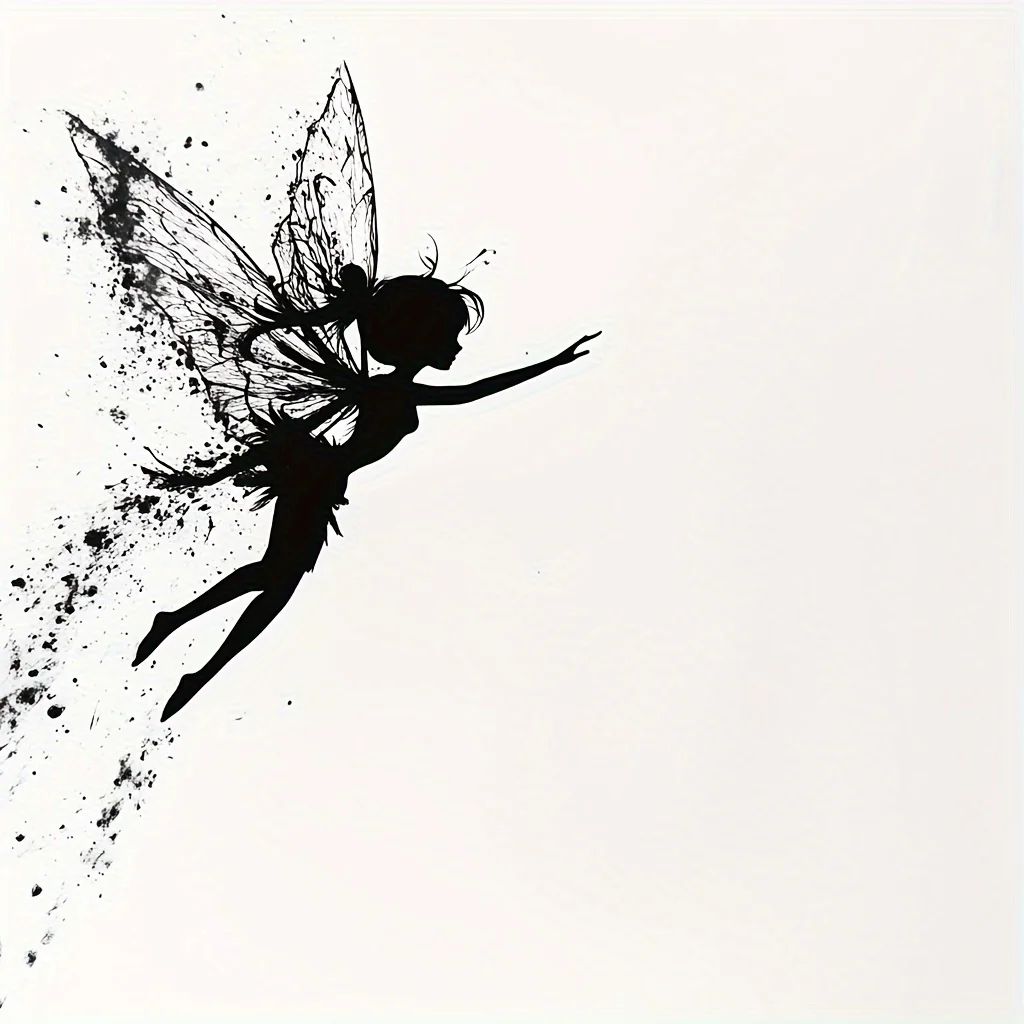 1Pc 2D Flat Ink Splash Fairy Silhouette Waterproof Anti Scratch Vinyl Sticker Car EV Motorcycle Decor Gift