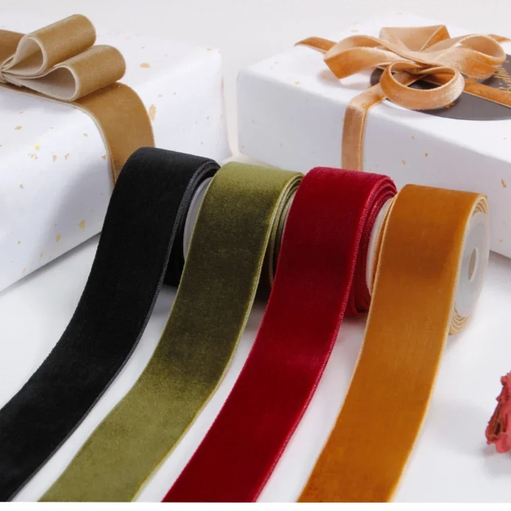 Vintage High Density Velvet Ribbon Flocked Ribbon Wedding Party Gift Box Wrapping Bow Clothing Accessories Velvet  10 Yard