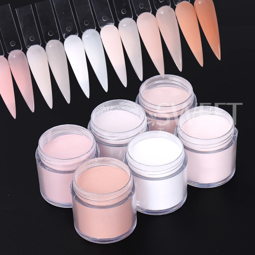 Poudre acrylique professionnelle pour ongles, 6 couleurs, rose, marron, blanc, Nude, polymère pour pointes 3D françaises, sculpture, Extension d'ongles, poudre acrylique