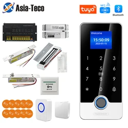 Bluetooth Tuya APP Door Access Control Kit Waterproof RFID NFC Biometric Fingerprint Keypad 180KG Electric Magnetic Strike Locks