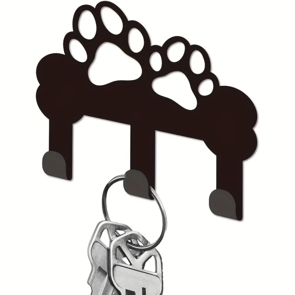 CIFBUY Iron Wall Art Cute Paw Print Key Hook Decor Leash Bag Storage Organizer Minimalist Rustic Accent Interior