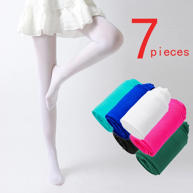 7 Pcs Kids Pantyhose Ballet Dance Tights For Girls Stocking Children Velvet White Girls Tights Professional Ballet Stockings