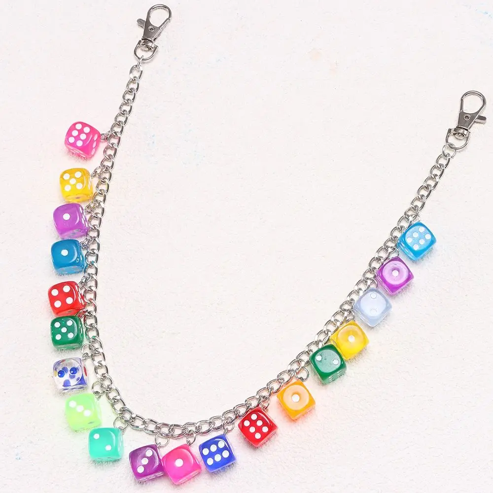 Retro Jeans Chain Colorful Dice Waist Chain Zinc Alloy Gothic Double-layer Metal Pants Chain Beads Hip Hop Punk Belt Chain Male