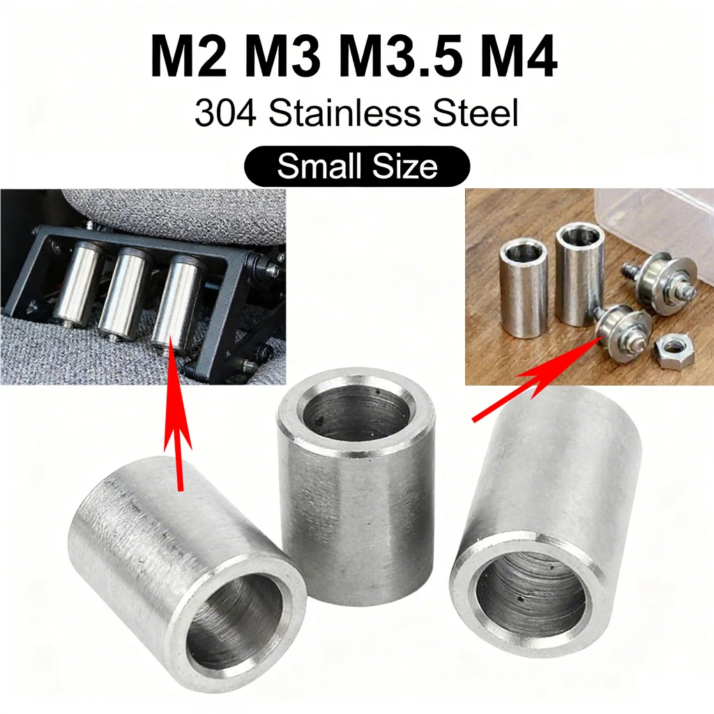 M2 M3 M3.5 M4 304 Stainless Steel Bushing Washer Gasket Unthreaded Round Hollow Standoff Spacer Sleeve Od 4-10mm For Diy Part