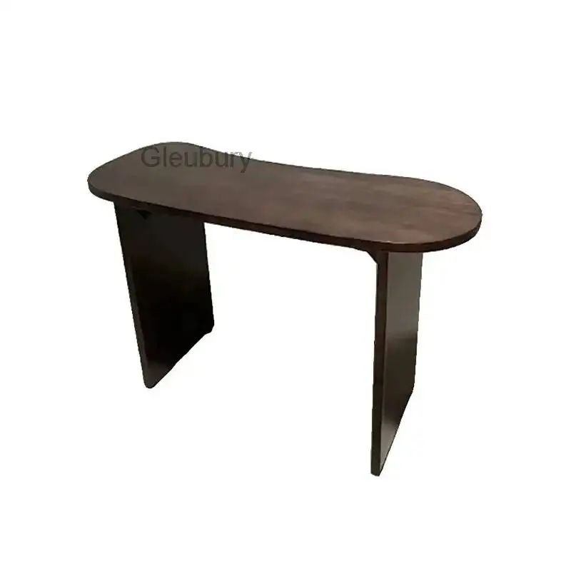 Vintage Classic Manicure Nail Table Rustic Design Italian Leisurely Manicure Nail Table Curved Minimalist Mesa Salon Furniture