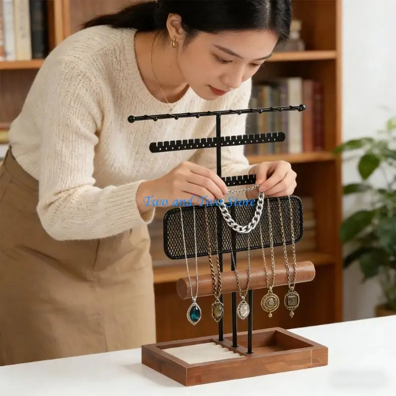 

HX6F Iron Craft Density Board Jewelry Organizers Rack Portable Design Home Use