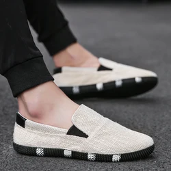 New Canvas Mens Breathable Casual Shoes Mens Lightweight Sneakers Mens Lazy Driving Shoes Comfortable Flat Loafers Walking Shoes