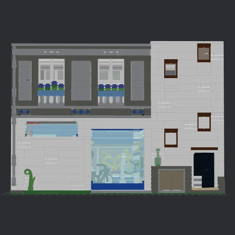 1382PCS MOC Base Module Bike Shop Modular City Building DIY Educational  Building Blocks Set for Kids Birthday Gift