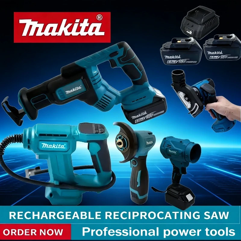 

Аккумуляторный ударный шуруповерт Makita, электрическая сабельная пила, профессиональный беспроводной электроинструмент 18В с зарядным устройством