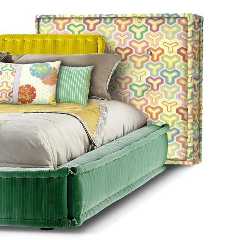 Mahjong soft bed morning model color color fabric bedroom 1.8 meters double bed