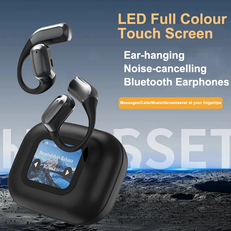 

New Touch Color Screen Ear-Hanging Earbuds Bluetooth Noise Canceling Earphones Ultra-Long Standby Magnetic Attraction Earbuds