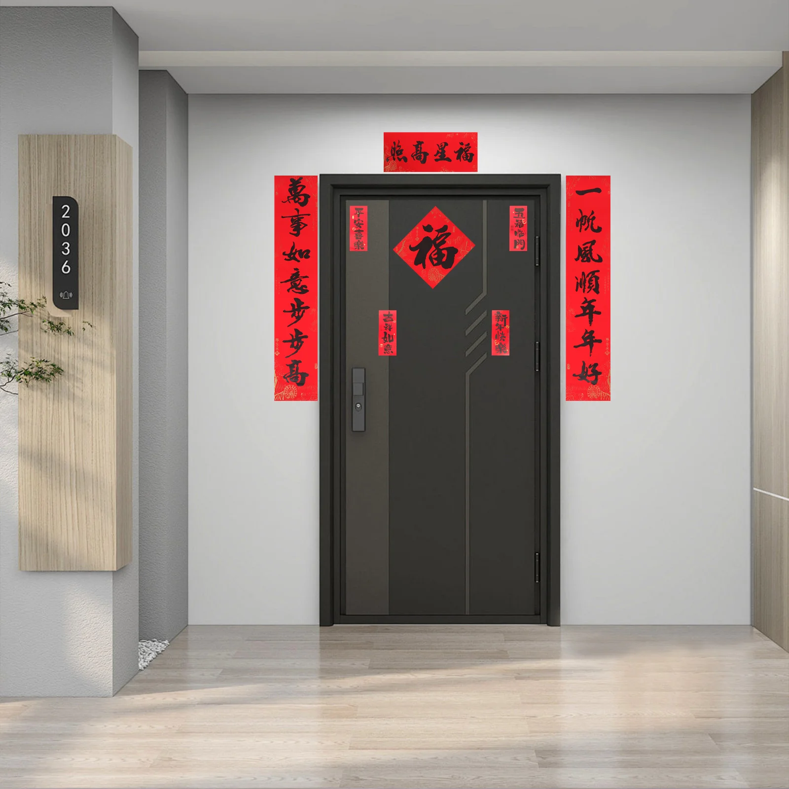 Conjunto de dísticos de ano novo chinês, 32 peças, decorações de ano de cavalo 2026, símbolos do festival de primavera, personagem fu vermelho para porta, riqueza, bom