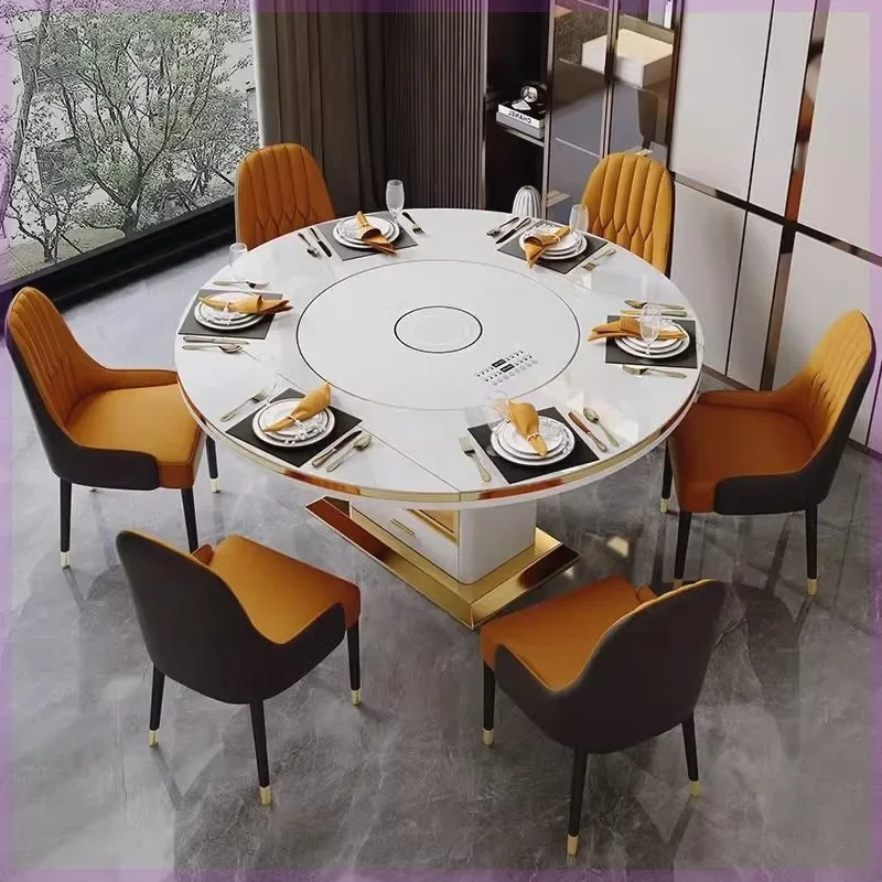 # Organizer Modern Dining Table White Designer Luxury Round Dining Set Table Sintered Stone Mesa Comedor Kitchen Furniture