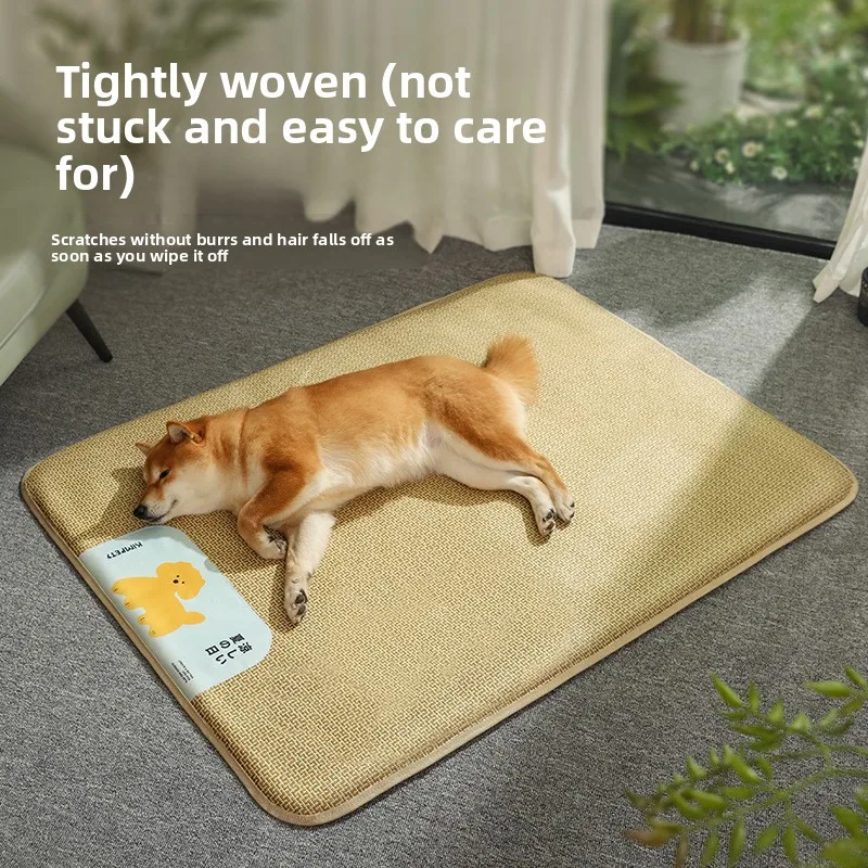 

Pet Mat Anti-scratch Cat Sleeping Cool and Breathable Cooling Dog Mat Waterproof Rattan Nest Pet Products Dog Mattress
