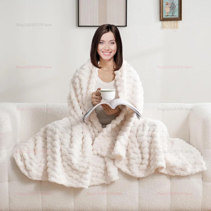 كريم الأبيض رمي بطانية غامض ثلاثية الأبعاد الجاكار الزخرفية الفانيلا الصوف سوبر لينة أفخم بطانية مريحة لكرسي أريكة الأريكة