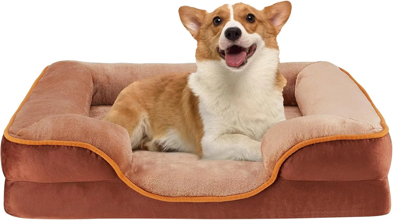 

Large Orthopedic Dog Bed with Memory Foam, Washable Waterproof Cover & Non-Slip Bottom for Calming Pet Sleep (35x25, Brown)