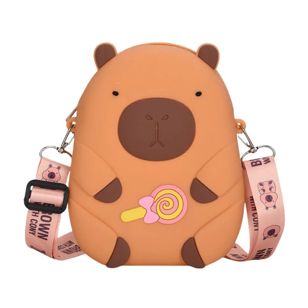 

Casual Cartoon Capybara Coin Purse Portable Mini Silicone Shoulder Bag Cute Wallet Small Item Bag Children