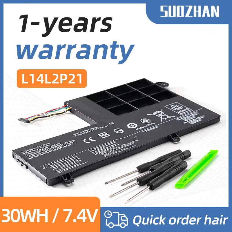 SUOZHAN L14L2P21 Laptop Battery for LENOVO Yoga 500-14ISK S41-70 S41-75 S41-70AM-IFI S41-35 L14M2P21 2ICP6/54/90 7.4V 30WH