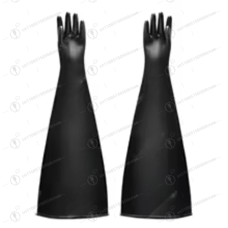 0.8 1.2mm Black Butyl Rubber Gloves Acid Alkali Resistant for Battery Lab Glove Box Durable Flexible