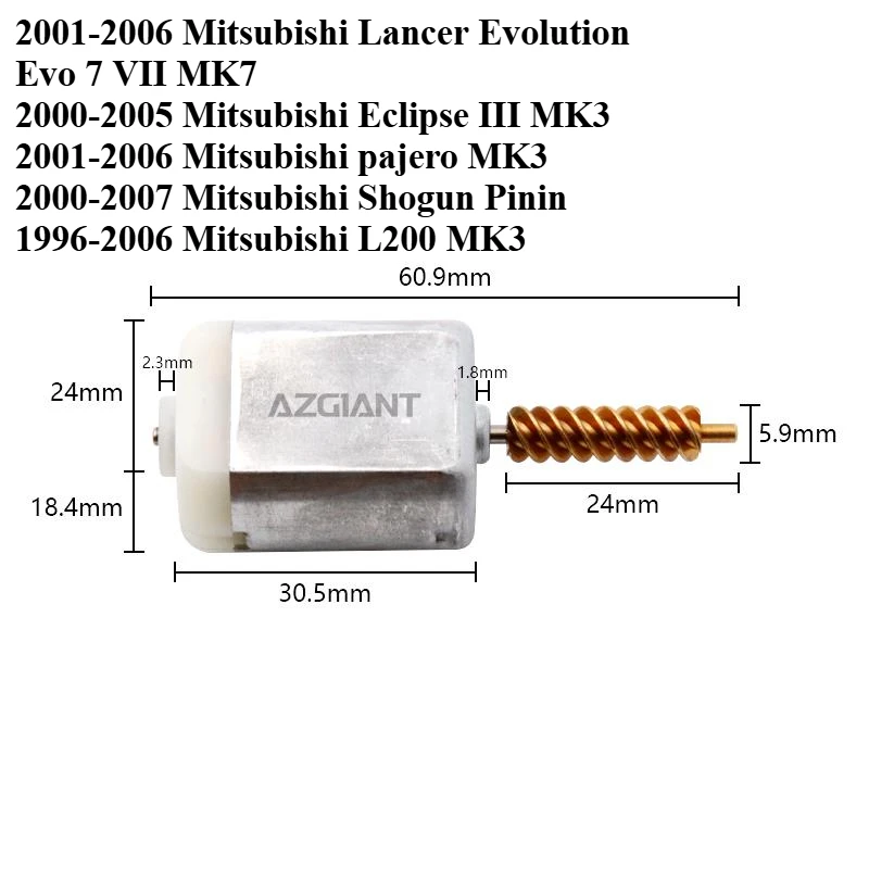 DC Motor for Mitsubishi Eclipse III MK3 Pajero MK3 Shogun Pinin L200 MK3 Lancer Evolution Evo 7 VII MK7 FC-280PT-20150