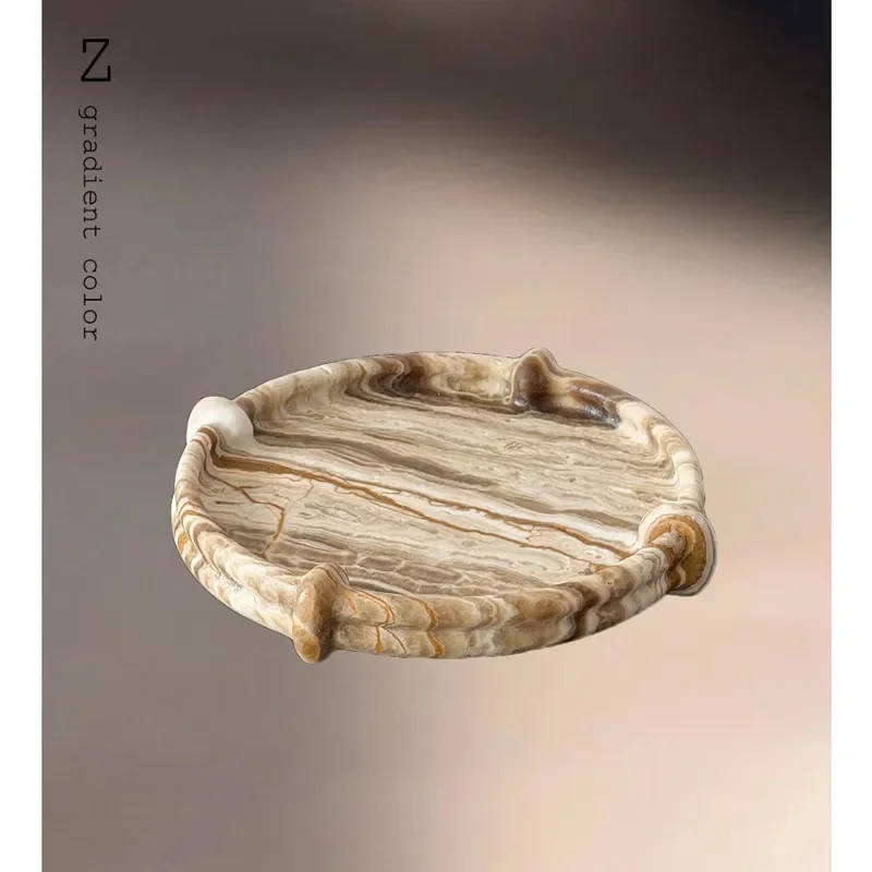for French Modern Marble Lace Plate Loire Tray Tiramisu Travertine Desktop Coffee Table Fruit Plate