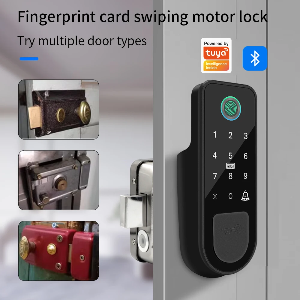 Outdoor Tuya Smart Home Door Lock Double Side Fingerprint Sensor Digital Code IC Card Smart life App Electronic Gate Lock 3 Keys