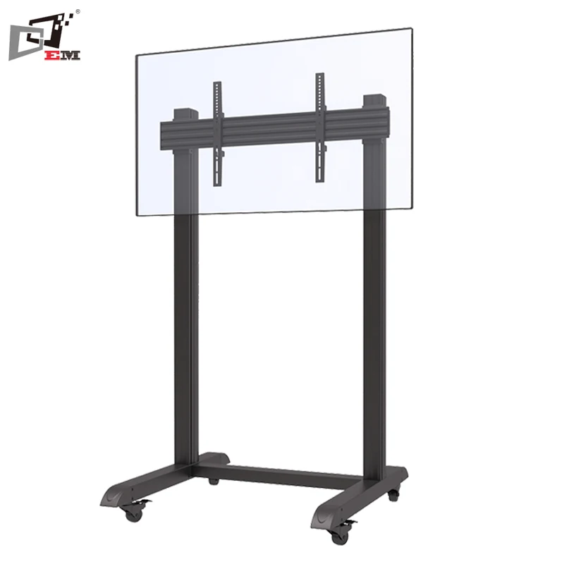 Aluminum Metal TV Trolley Mobile Exhibition Stands for 100 Inch TV Heavy Duty Rolling Cart for Professional Presentation Pro
