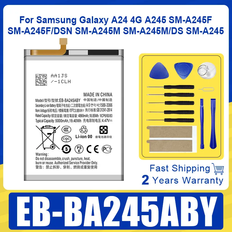 

Replacement Phone Battery EB-BA245ABY For Samsung Galaxy A24 4G A245 SM-A245F SM-A245F/DSN SM-A245M SM-A245M/DS SM-A245 Batteria
