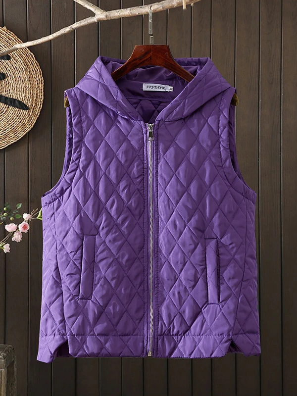 Chaleco de algodón ligero informal para mujer, prendas de vestir exteriores con estampado de diamantes, Top Svel, primavera Otoño, Faion Ele Sle