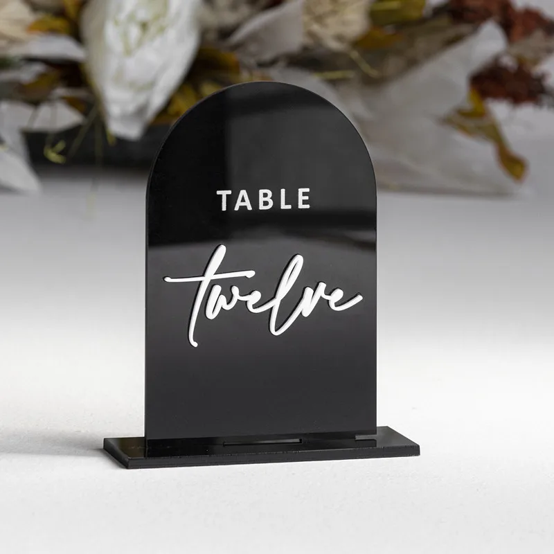 Imagem -03 - Números de Tabela Acrílica de Arco Personalizado Sinal de Mesa Fosco Decoração de Mesa de Casamento Sinalização de Casamento Venda Quente Presente