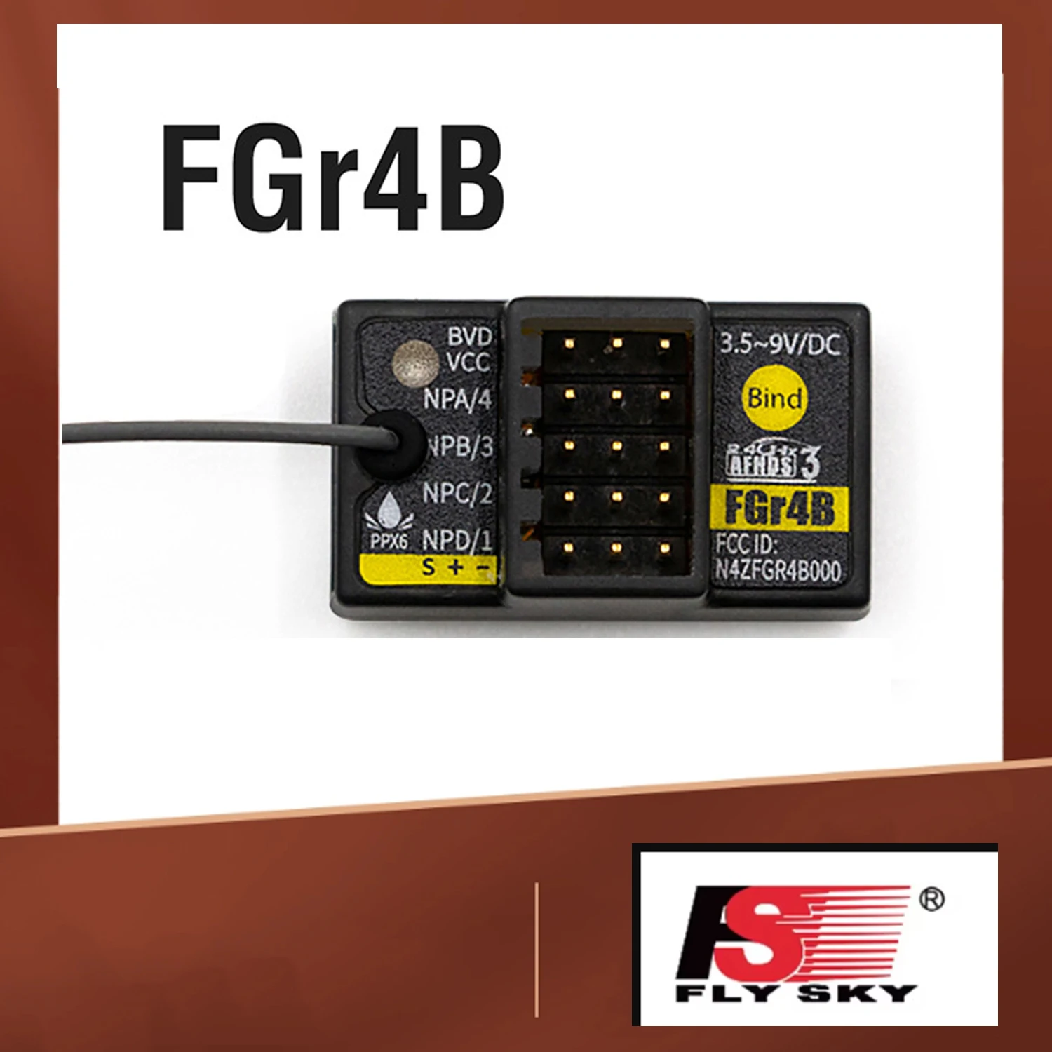 FlySky FGr4B 2.4G 4CH AFHDS 3 Receiver for PWM/PPM/i-bus/S.BUS/i-bus2 Output Compatible PL18 NB4 NB4 Lite Transmitter for RC Car
