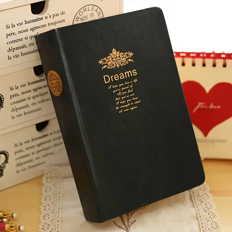 208 Pages Notepad PU Hot Stamping Blank Inner Page Planning Notebook Notebooks Diary Office Stationery Journal Sketch Book Retro