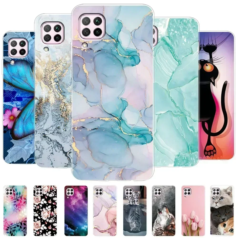 For Huawei P40 Lite Case P40 Lite E Marble Clear Soft Silicone Cases For Huawei P40 Lite Bumper Cover For Huawei P40Lite E Funda