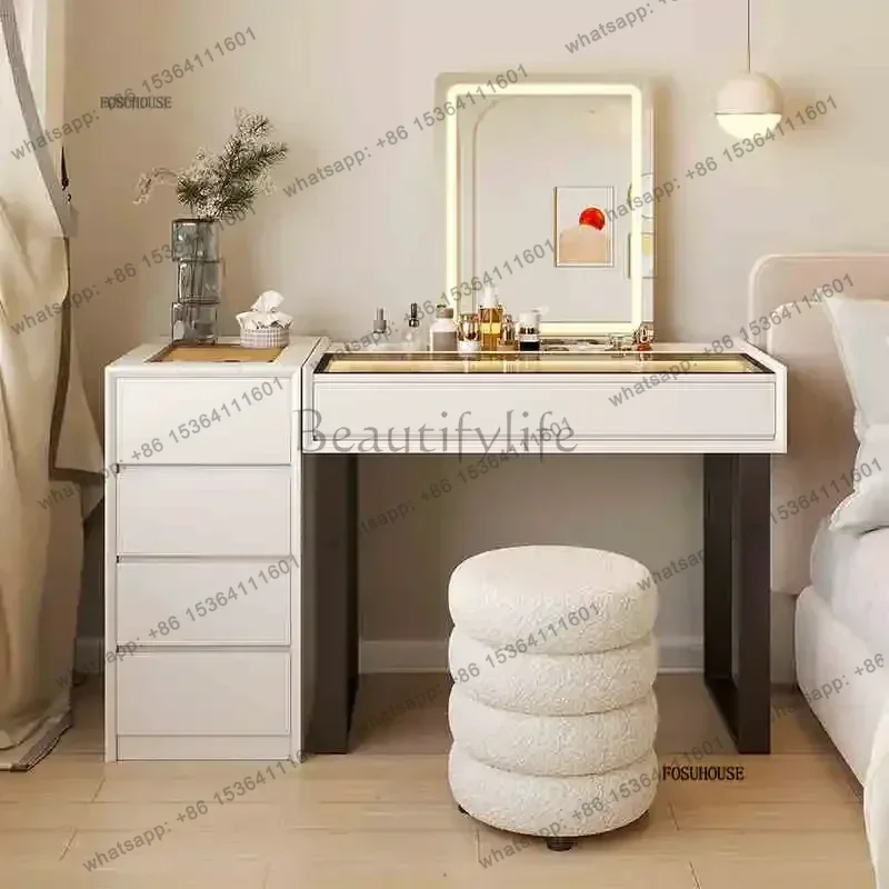 

Italian Simple Dressers Bedroom Modern High-end Small Apartment Makeup Desk Storage Cabinet Integrated Home Bedroom Furniture BB