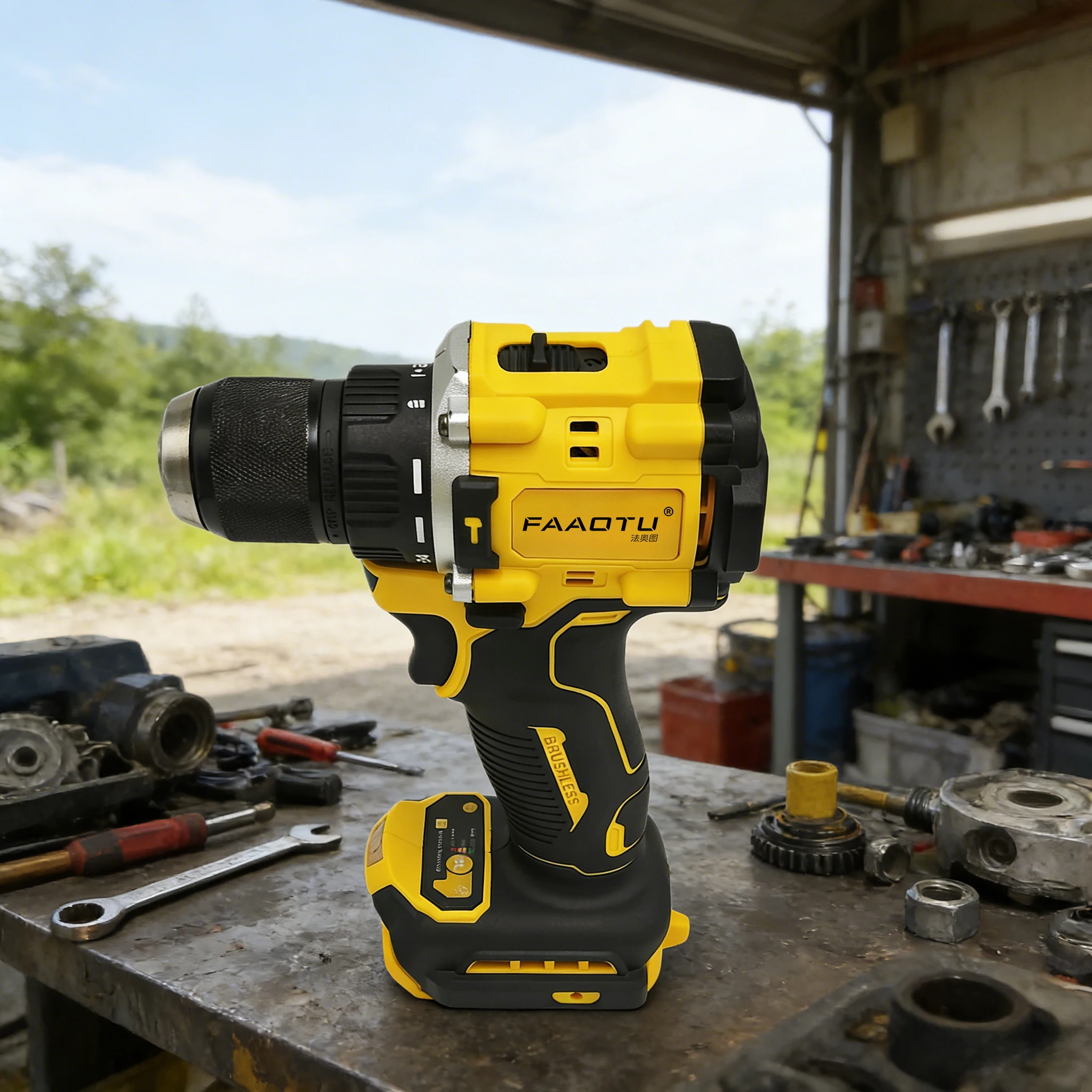 FAAOTU 805 20V Cordless Brushless Drill Driver (Tool Only) for Wood Metal Plastic Suitable for DW battery