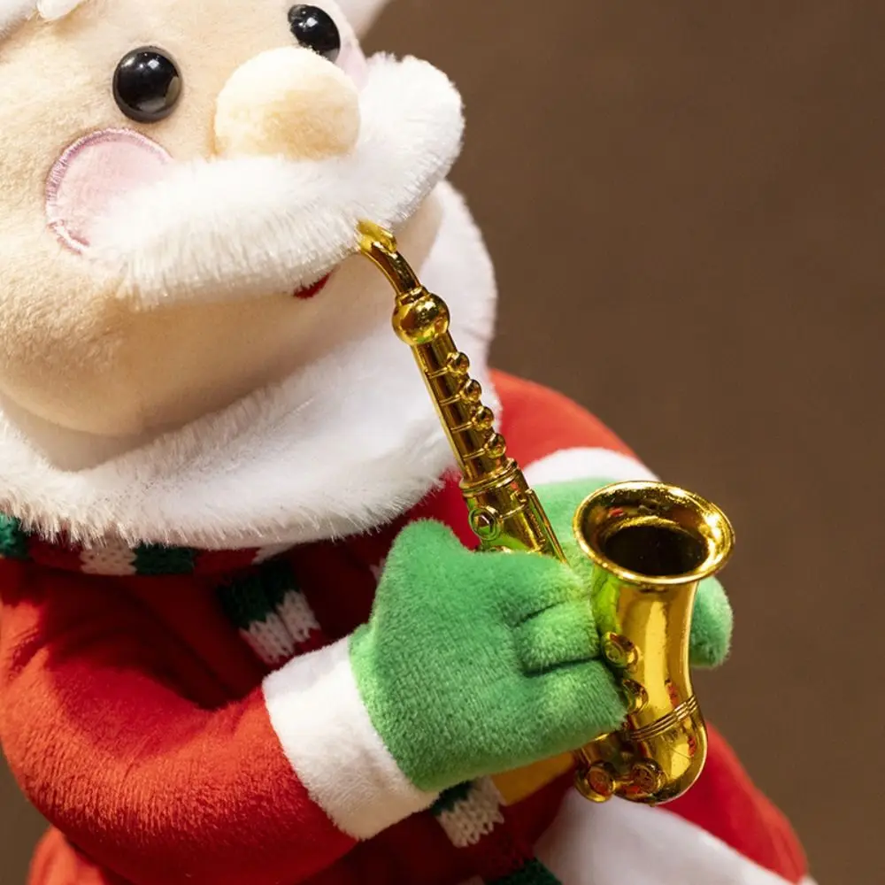 Babbo Natale Natale Peluche Pupazzo di neve Alce Divertente bambola di peluche elettrica che soffia ornamenti per sassofono Danza Canto Giocattoli di peluche