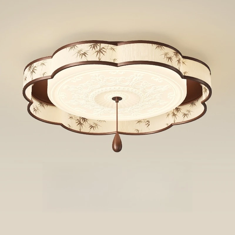 Cream wind bedroom light retro relief bamboo rhyme room ceiling light