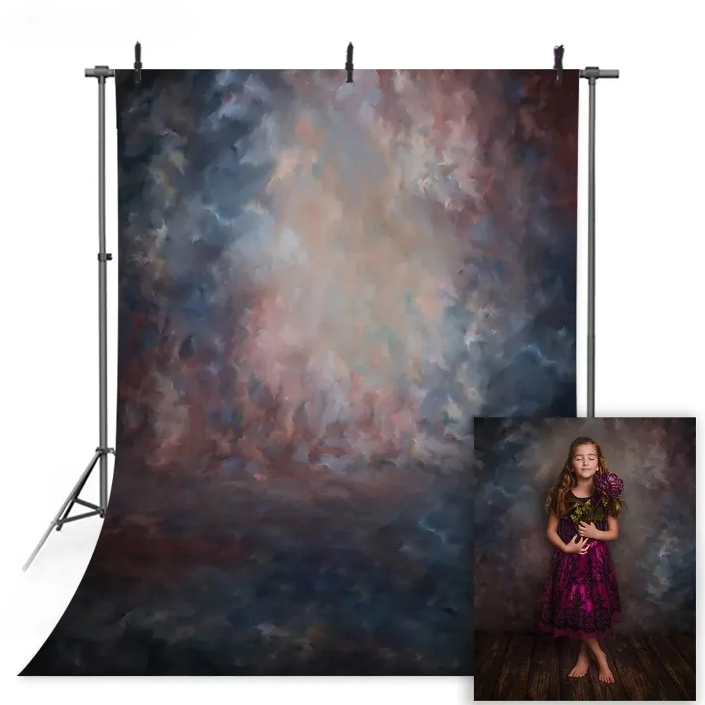 Vintage Abstract Texture Smoky Themed Banner Photography Background, Children's and Adult Family Portrait Photography Background