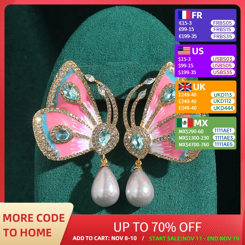 

Vintage Butterfly Earrings Enamel Orchid Water Drop Pearl High Quality Luxury Designer Jewelry Accessories For Women 2025 Trends