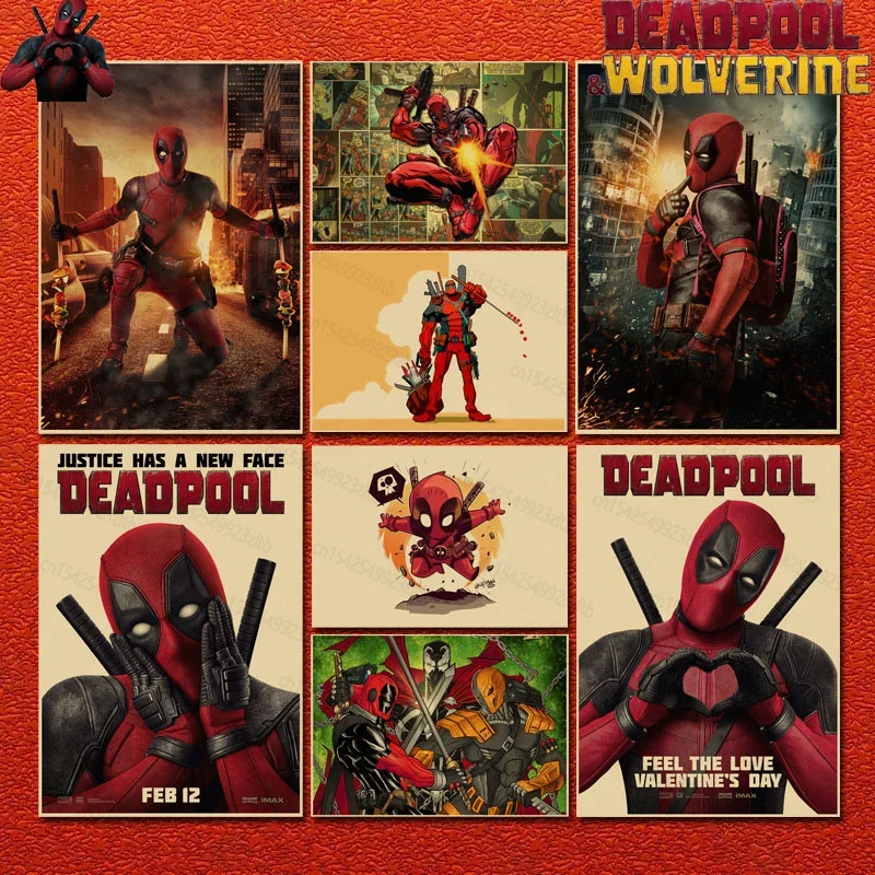 

New Disney Anime Deadpool Decorative Paintings Poster Art Vintage Kraft Paper Picture Wall Stickers A Friend's Birthday Present