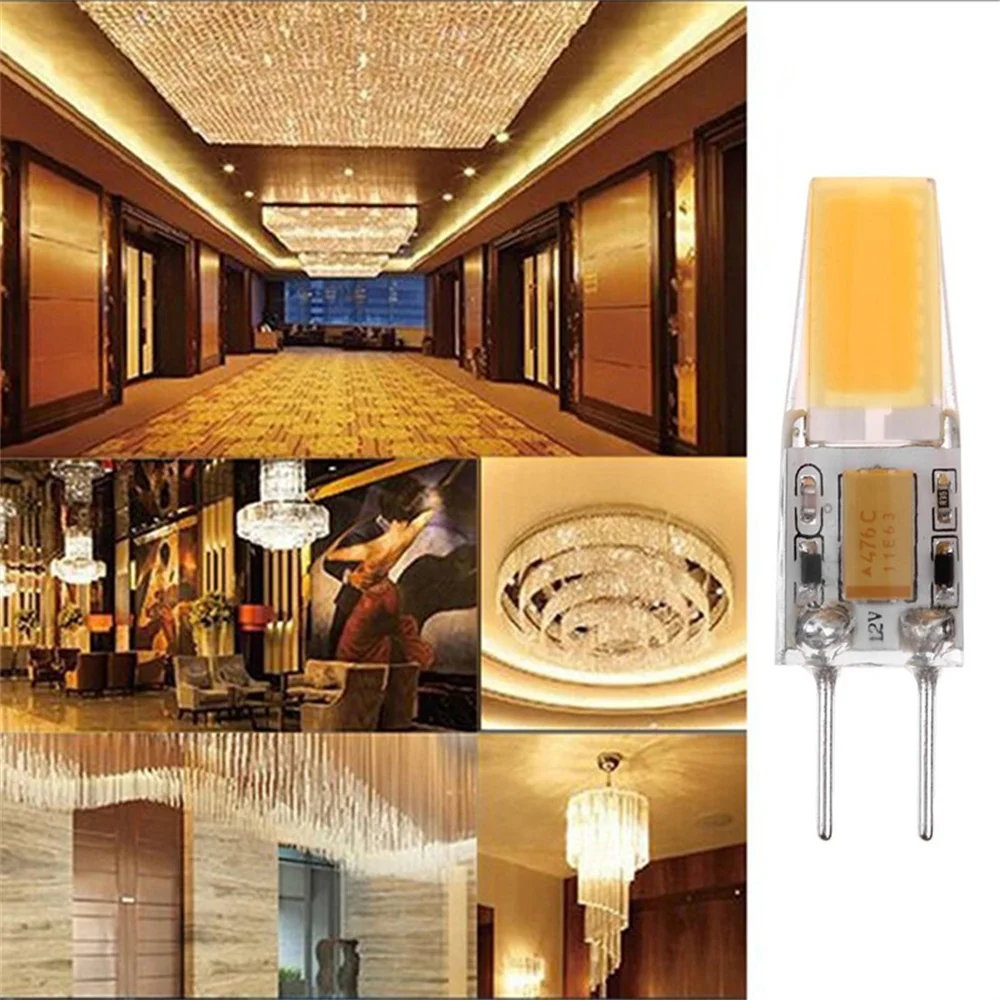 Imagem -03 - Lâmpada de Cristal Led de Silicone ac dc 12v Candelabro Cob Fonte de Luz Plug-in 1508smd Cob Smd Smd Substituir Halogênio Gy6.35 10 Pcs