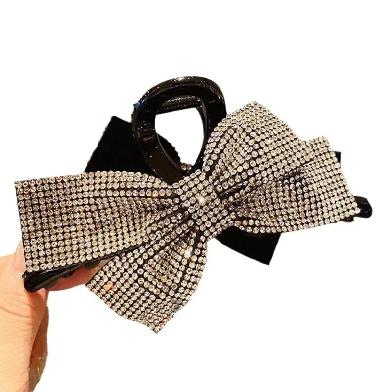 High-end Large Size Bow Tie Hair Claws Grab Clip Female Luxury Temperament Back Spoon Shark Clips Hairpin Accessories for Women