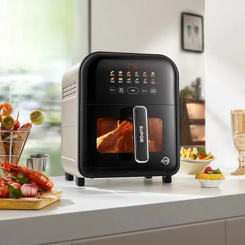 Friggitrice ad aria a infrarossi lontani, friggitrice elettrica multifunzionale intelligente visiva, uso domestico di grande capacità da 6 litri senza trasformare