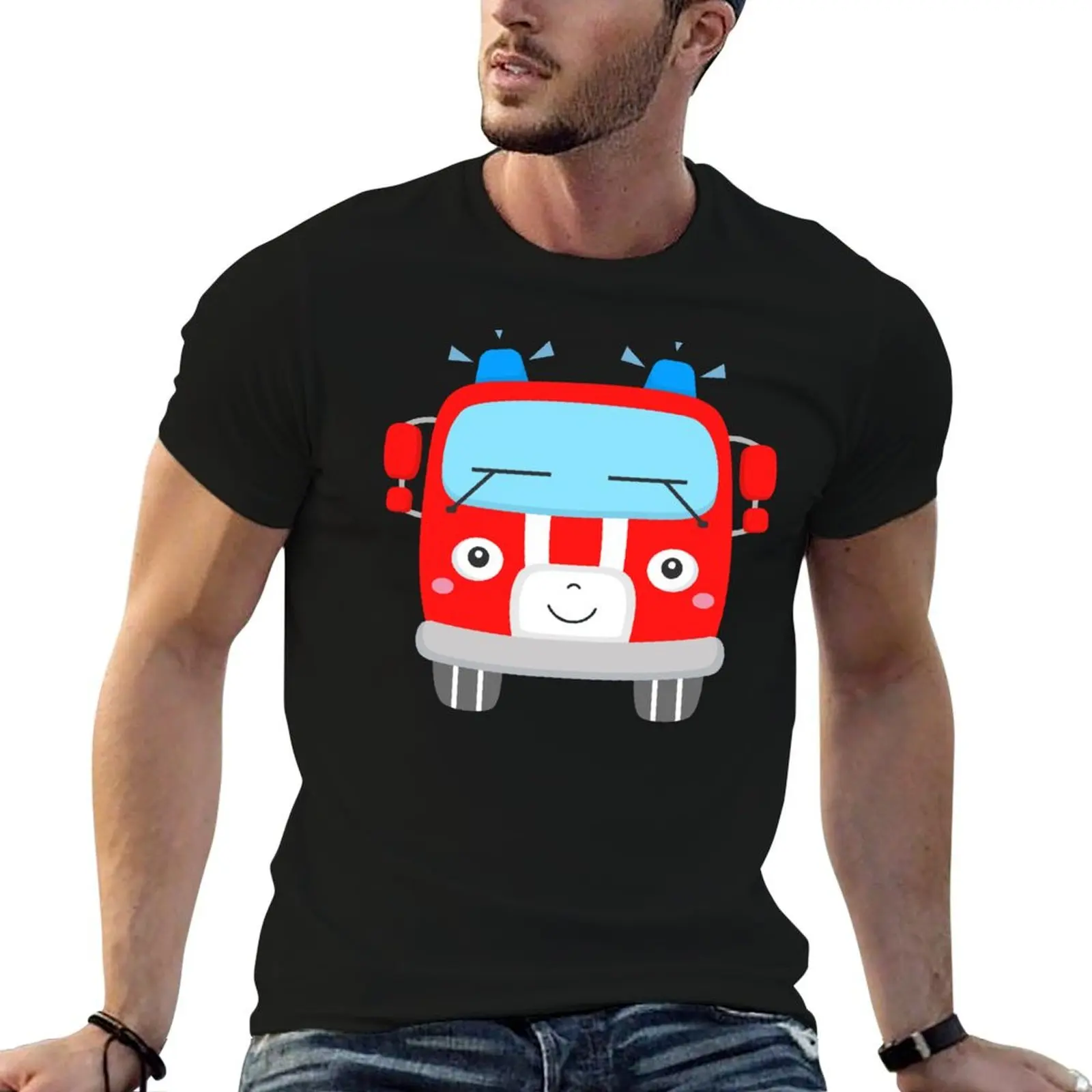 Fire Truck for Kids Toddlers Cute Fire Engine T-Shirt hippie clothes man t shirt anime shirts men